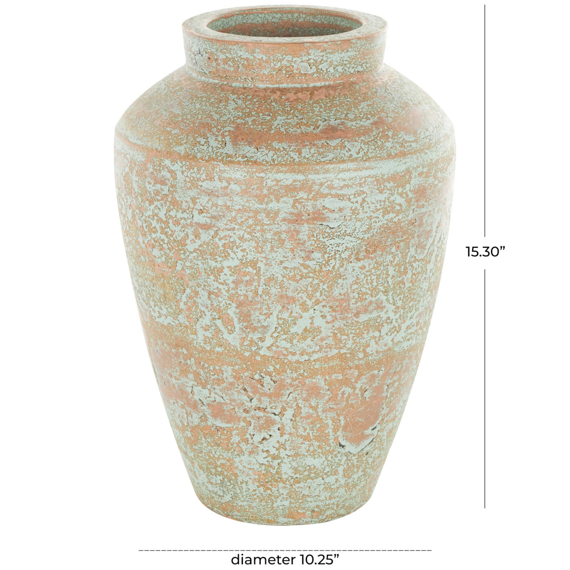 Brown Ceramic Antique Style Textured Patina Vase